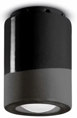 Spot Leuchte Decke Keramik E14 Ø 8,5 cm Aufputz Schwarz