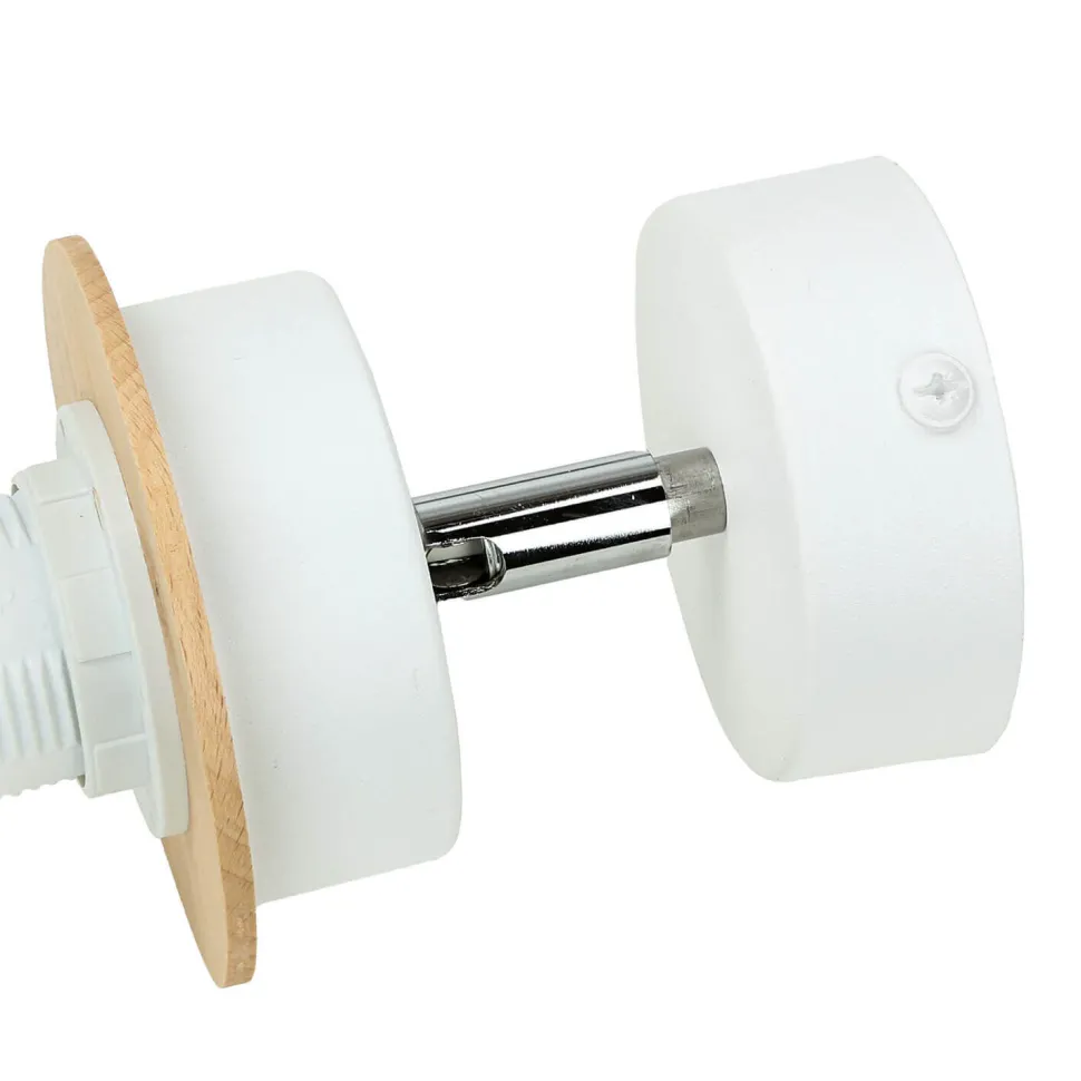 Spot Leuchte Weiß Modern rund Holz Lampe