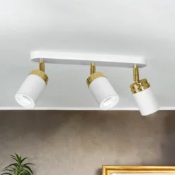 Spot Strahler Decke Weiß Gold 3x GU10 Metall EVIE