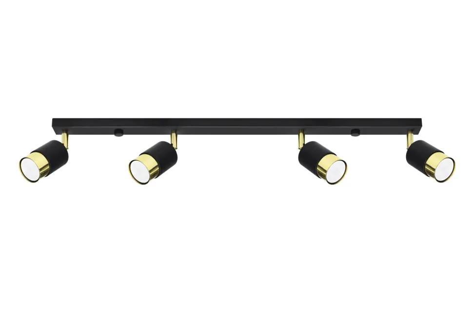 Spot Strahler 4-flammig 81 cm länglich Schwarz Gold GU10