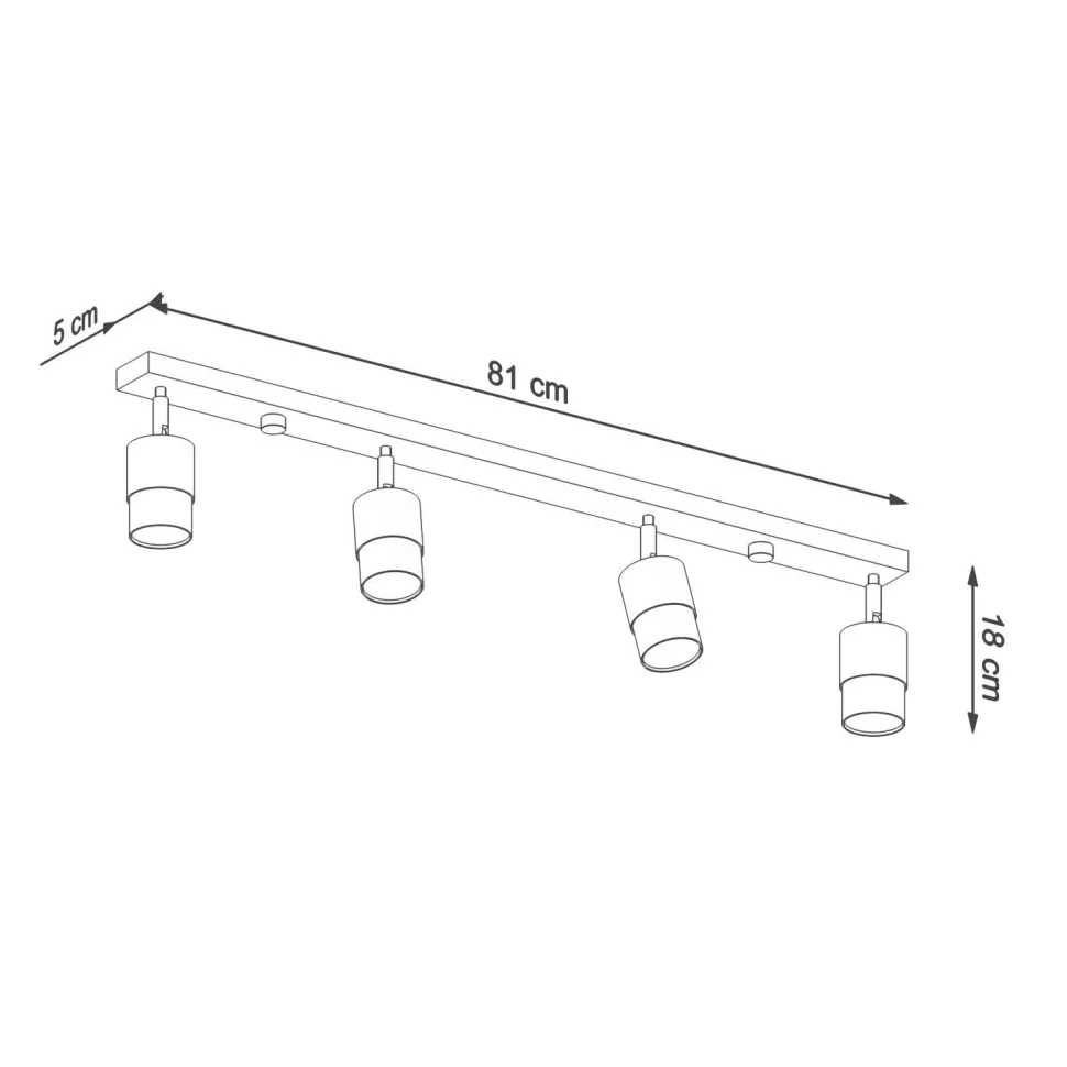 Spot Strahler 4-flammig 81 cm länglich Schwarz Gold GU10