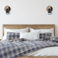 Spot Strahler Metall Holz schwenkbar Schwarz Natur GU10