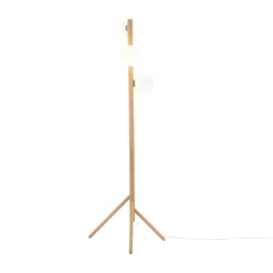 Stehlampe 150 cm klein Holz Glas 3x G9 Dreibein MIEKE