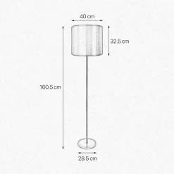 Stehlampe E27 160,5 cm in Bronze hell Braun Messing Stoff