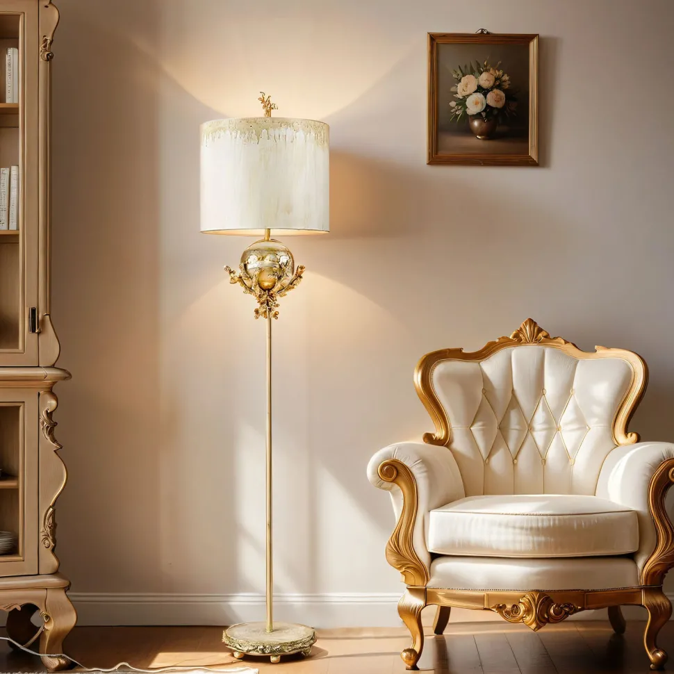 Stehlampe ELIF 163cm Blattsilber Bodenleuchte