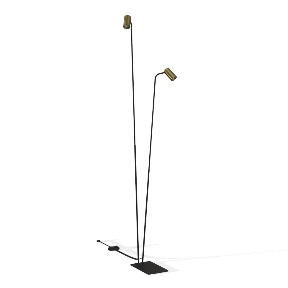 Stehlampe 2-flammig GU10 212-216 cm in Schwarz Messing