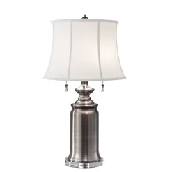 Stehlampe JOHA in Nickel Antik 69cm 2-flmg Lampe
