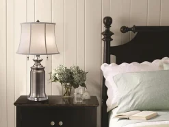 Stehlampe JOHA in Nickel Antik 69cm 2-flmg Lampe