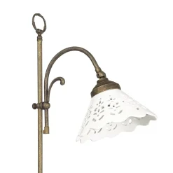 Stehlampe Keramik Messing 130 cm in Bronze Antik Weiß E27