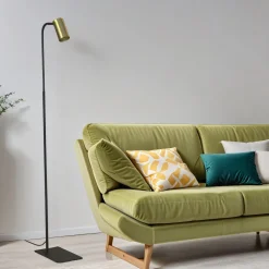 Stehlampe Messing Schirm 124cm Modern flexibel GU10