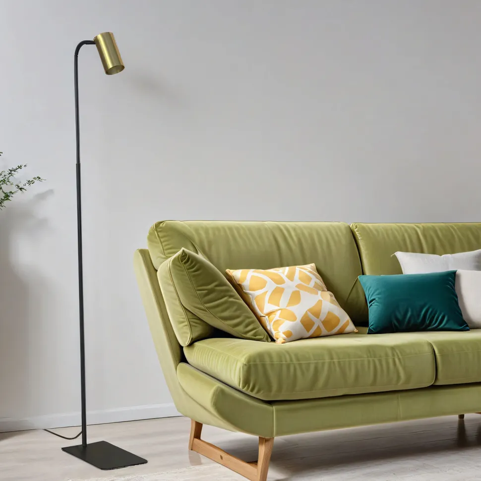 Stehlampe Messing Schirm 124cm Modern flexibel GU10