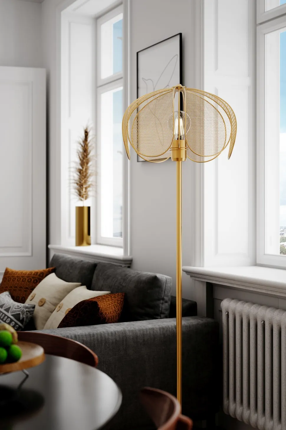 Stehlampe Metall 160 cm in Gold matt E27 Modern Design
