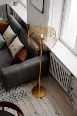 Stehlampe Metall 160 cm in Gold matt E27 Modern Design