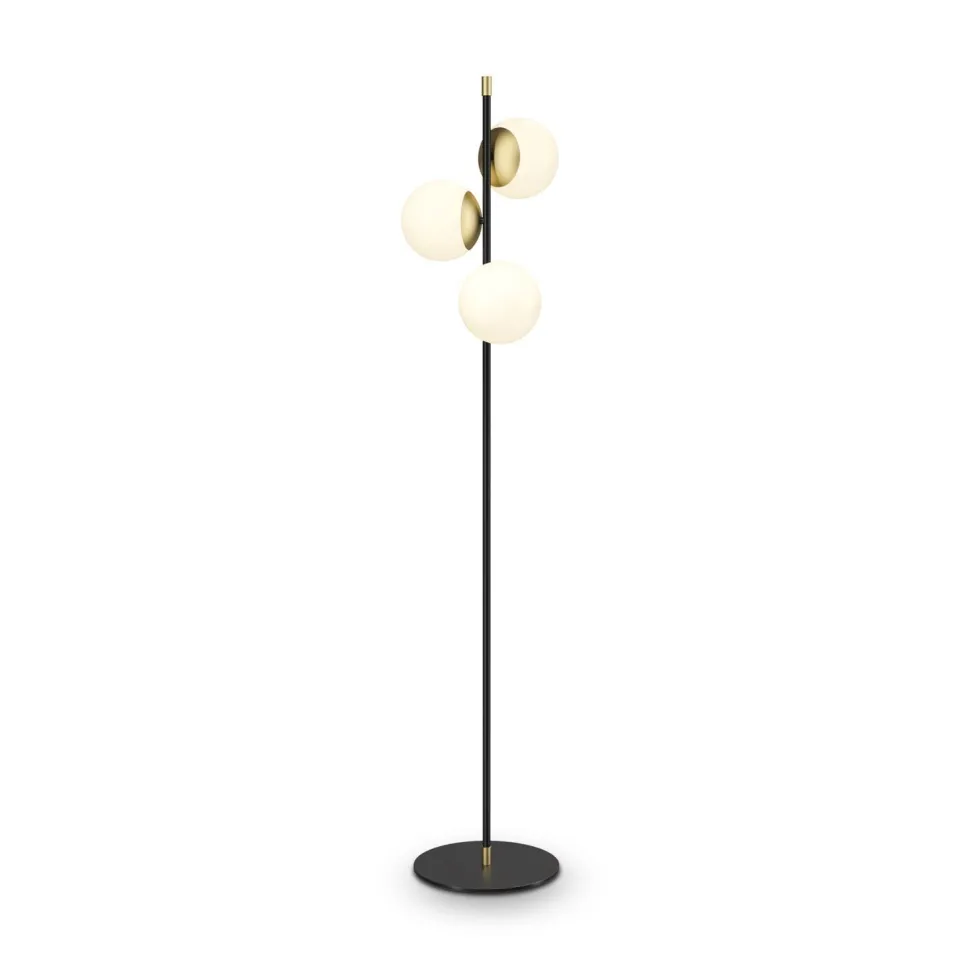 Stehlampe Metall Glas 150 cm hoch in Gold Weiß Schwarz