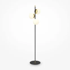 Stehlampe Metall Glas 150 cm hoch in Gold Weiß Schwarz