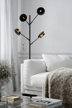 Stehlampe Metall Glas 175,5 cm hoch in Schwarz Gold G9