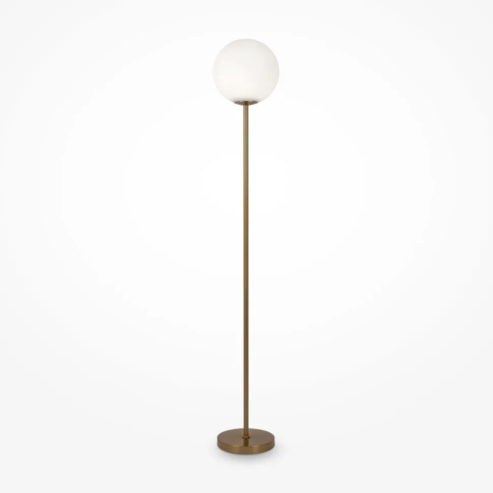 Stehlampe Metall Glas 155 cm hoch in Messing Weiß E27