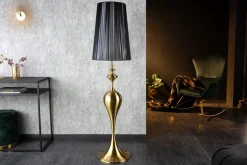 Stehlampe Metall Nylon Gold Schwarz E27 160 cm elegant