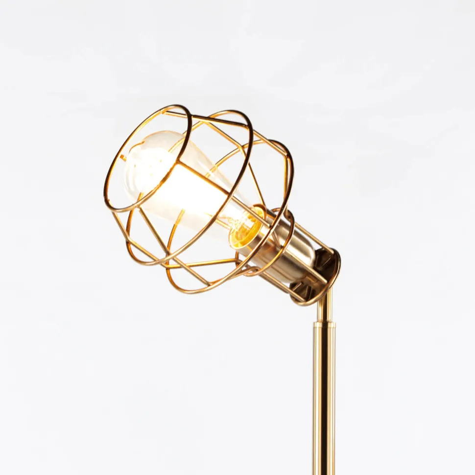 Stehlampe Metall Retro verstellbar in Messing 187 cm