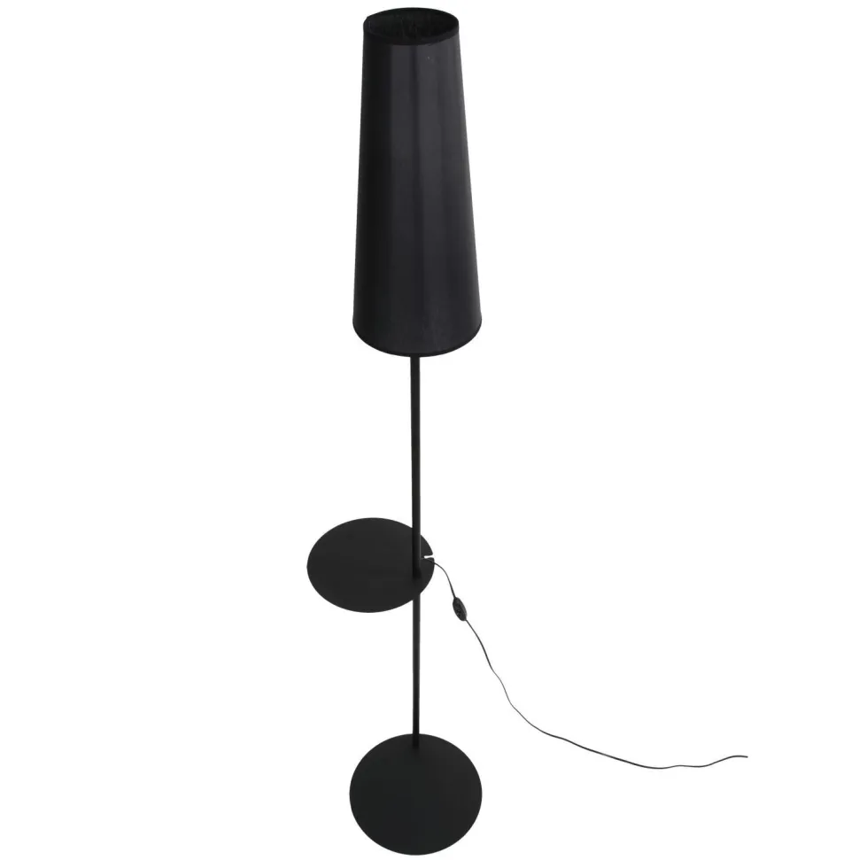 Stehlampe mit Ablage Metall Stoff 170 cm hoch E27