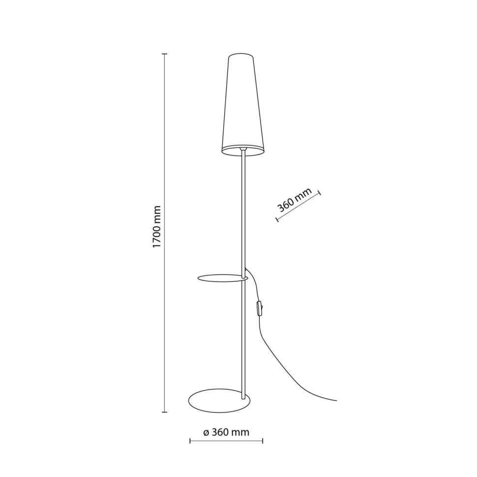 Stehlampe mit Ablage Metall Stoff 170 cm hoch E27