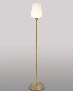 Stehlampe mit Glasschirm Echt-Messing Wohnzimmer