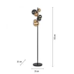 Stehlampe Rauchgrau Bernstein Glas 155 cm G9 2100 lm