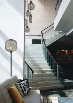 Stehlampe Schwarz Glas Metall 163 cm für E27 ELYA