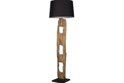 Stehlampe Stoff Holz 177cm hoch blendarm in Schwarz