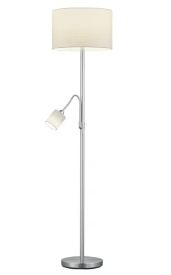 Stehlampe Stoff Metall 170 cm hoch E27 E14 Nickel Weiß