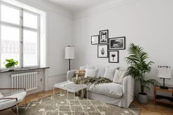 Stehlampe Stoff Metall E27 150 cm hoch Schwarz Weiß