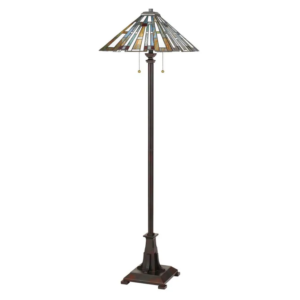 Stehlampe Tiffany Stil 157,8 cm hoch Zugschalter 2x E27