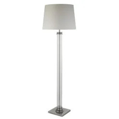 Stehleuchte 156 cm in Silber Creme E27 Stoff Glas