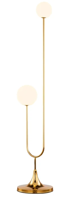 Stehleuchte Echt-Messing Glas 136 cm in Gold Weiß G9