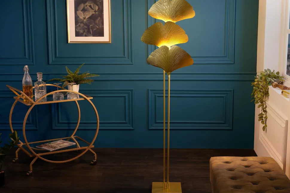 Stehleuchte 3-flammig Metall Gold indirekt E14 160 cm