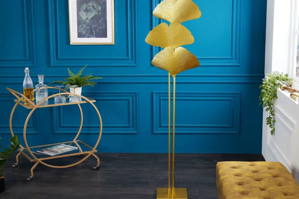 Stehleuchte 3-flammig Metall Gold indirekt E14 160 cm