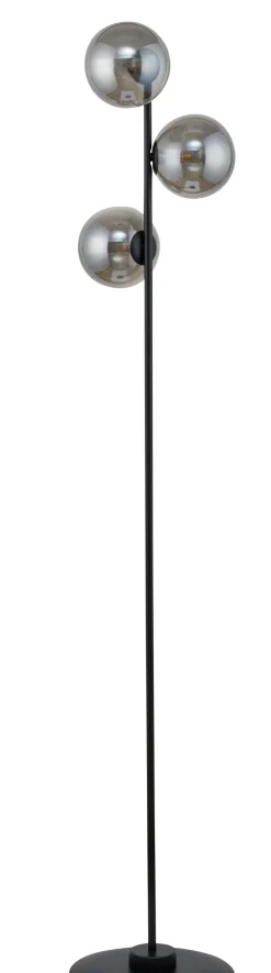 Stehleuchte 3-flammig Schwarz Glas Grau H:161 cm Modern
