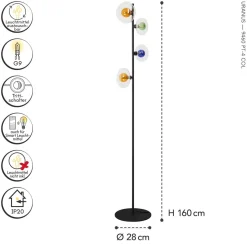Stehleuchte Glas Grün Blau Bernstein G9 160 cm Modern