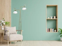 Stehleuchte Gold Antik Weiß Metall Glas 2-flammig