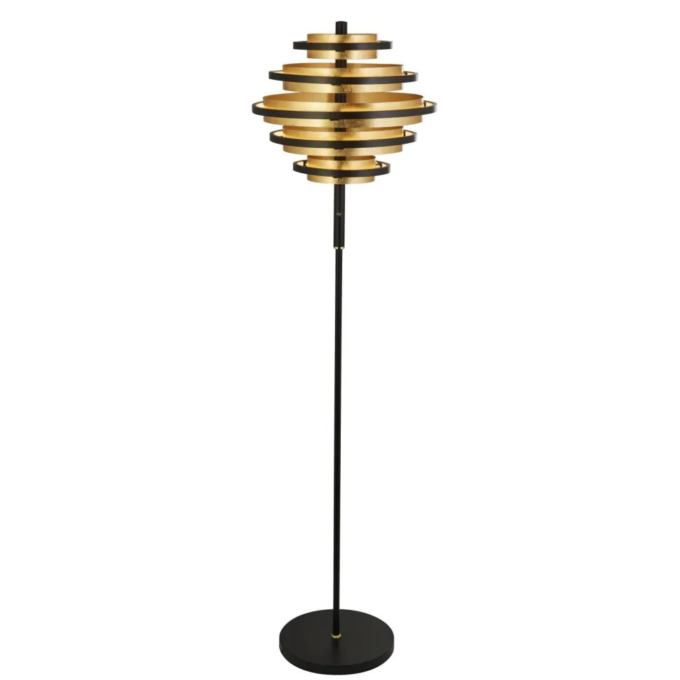 Stehleuchte LED in Schwarz Gold 2700 K warmweiß Metall