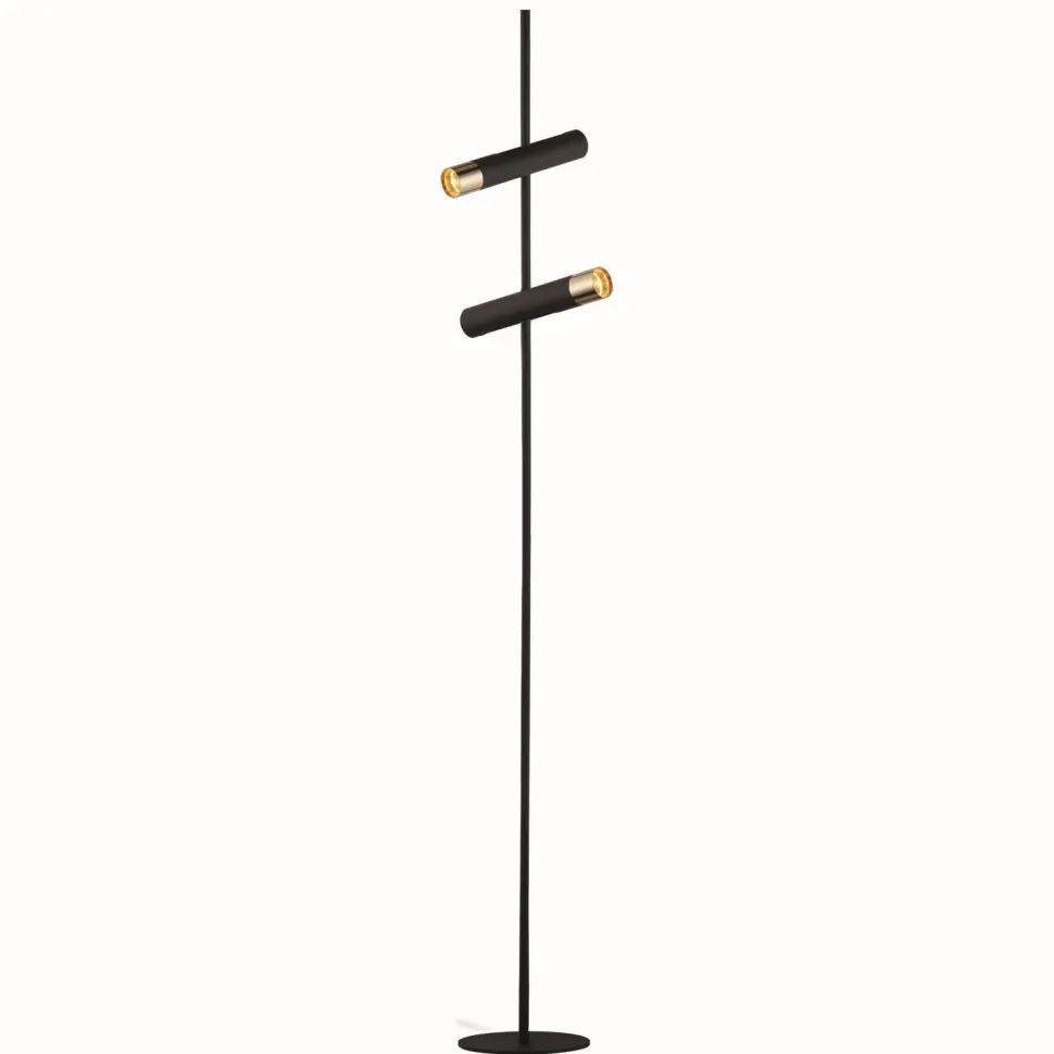 Stehleuchte LED verstellbar 151 cm in Schwarz Gold 3000 K