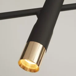 Stehleuchte LED verstellbar 151 cm in Schwarz Gold 3000 K