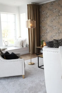 Stehleuchte Metall 157 cm in Messing matt E27 rund