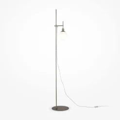 Stehleuchte Metall Glas 155 cm Nickel Weiß E14 Modern