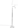 Stehleuchte mit Lesearm 157cm Chrom Weiß E27 LED Stoff Metall