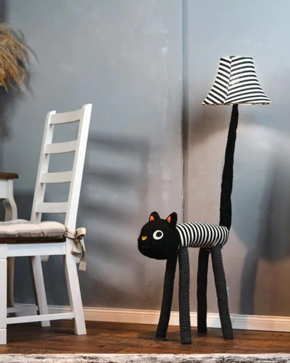 Stehleuchte Schwarz Weiß Katze Kinder Erwachsene 126 cm