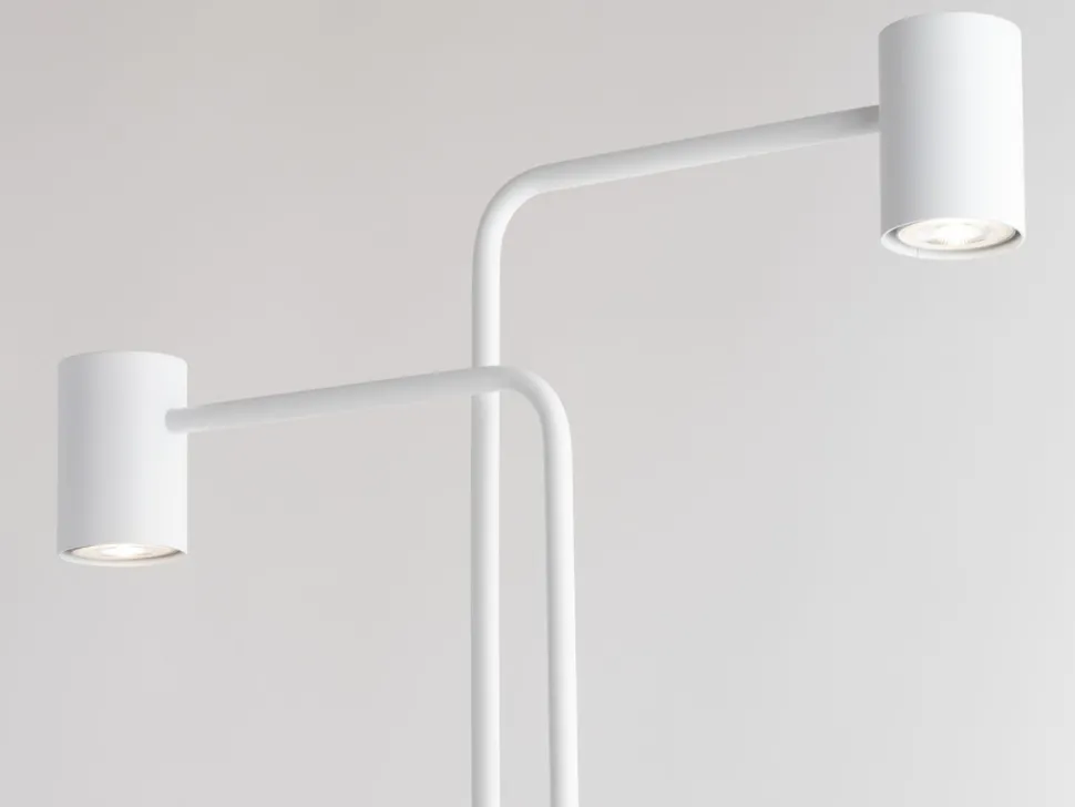 Stehleuchte Weiß Metall Modern Lesen 162 cm 2-flammig