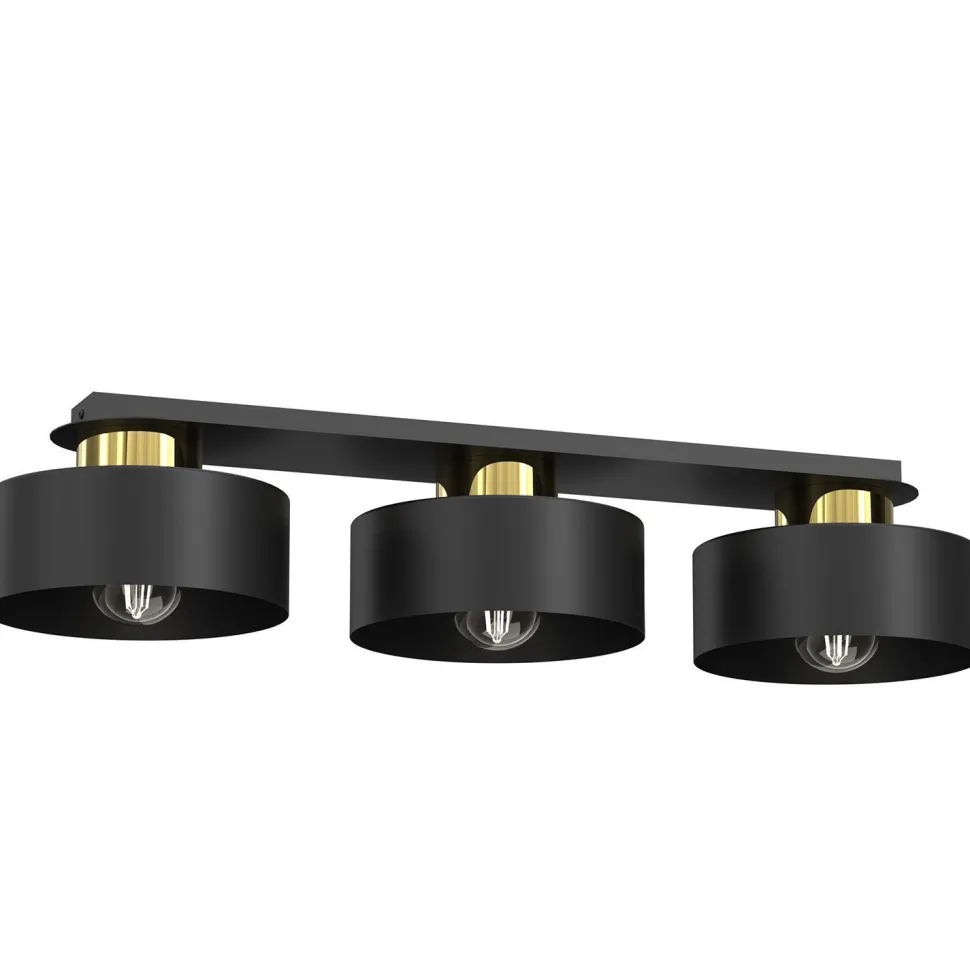 Stilvolle Deckenlampe in Schwarz Gold 68 cm lang Loft