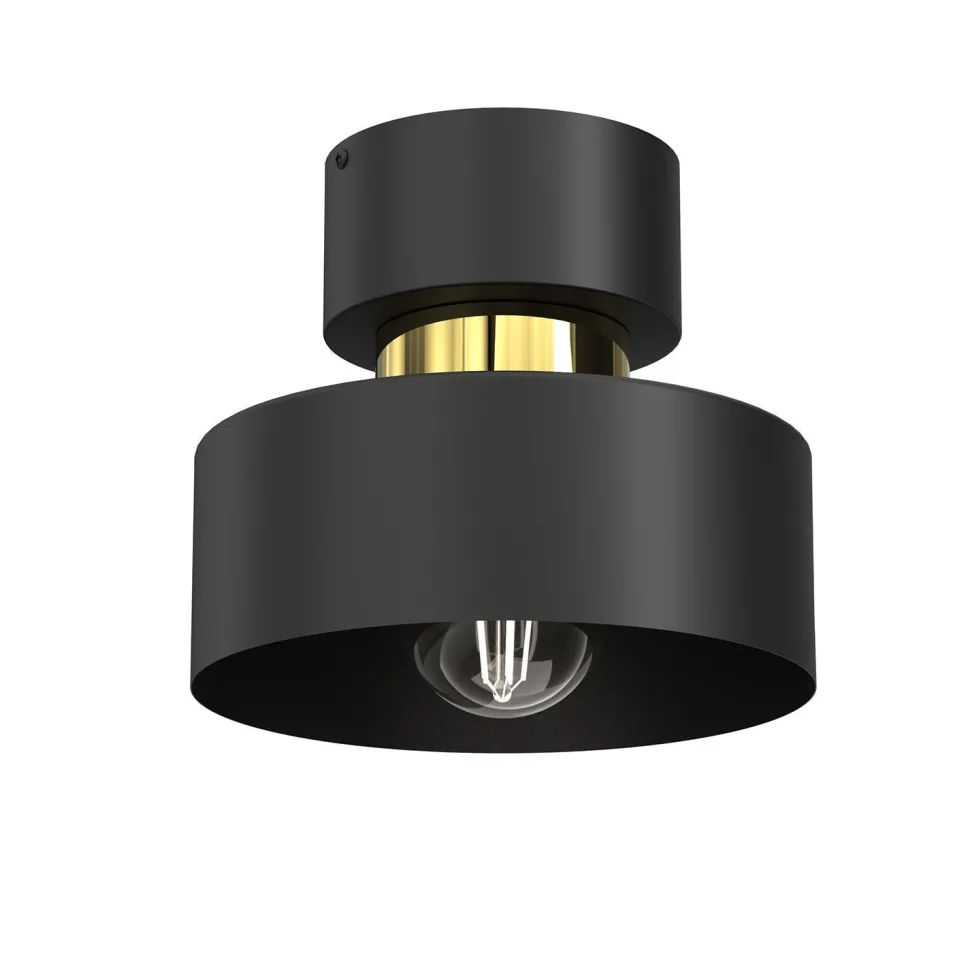 Stilvolle Deckenlampe in Schwarz Gold Ø20,5 cm E27 Loft