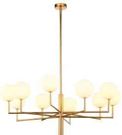 Stilvolle Deckenleuchte Messing Glas in Gold G9 10-flmg